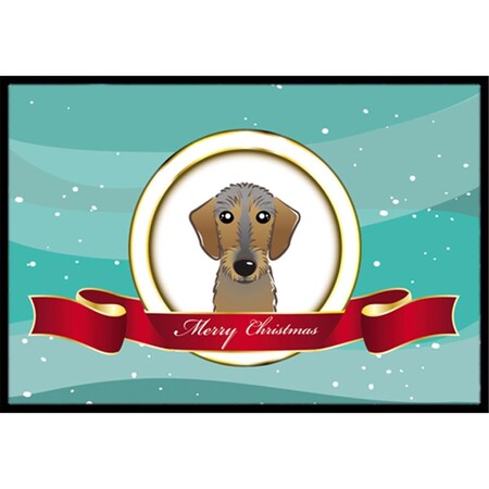 Carolines Treasures Wirehaired Dachshund Merry Christmas Indoor and Outdoor Mat- 18 x 27 in. BB1543MAT